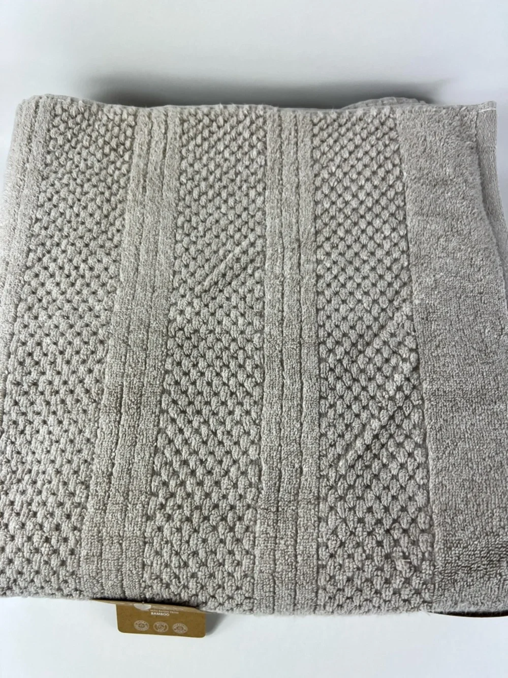 2 PC Common Thread Eco Melange BAMBOO Bath Towels Tan Oversized Zero Twist NEW
